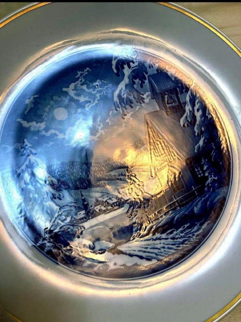 1957 Meissen マイセン イヤープレート 山 雪 サンライズ 1957